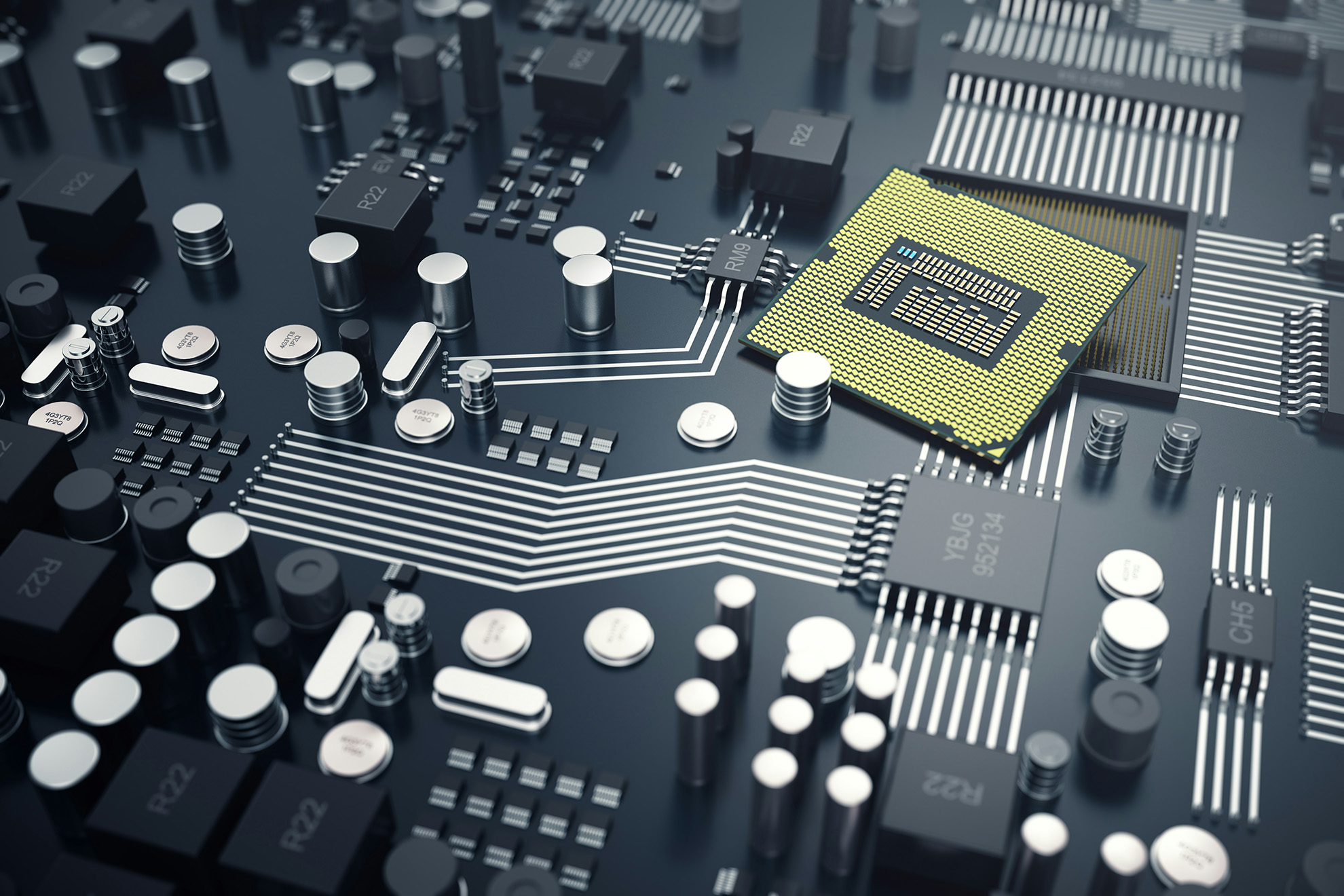 Close-up of an embedded computing circuit board