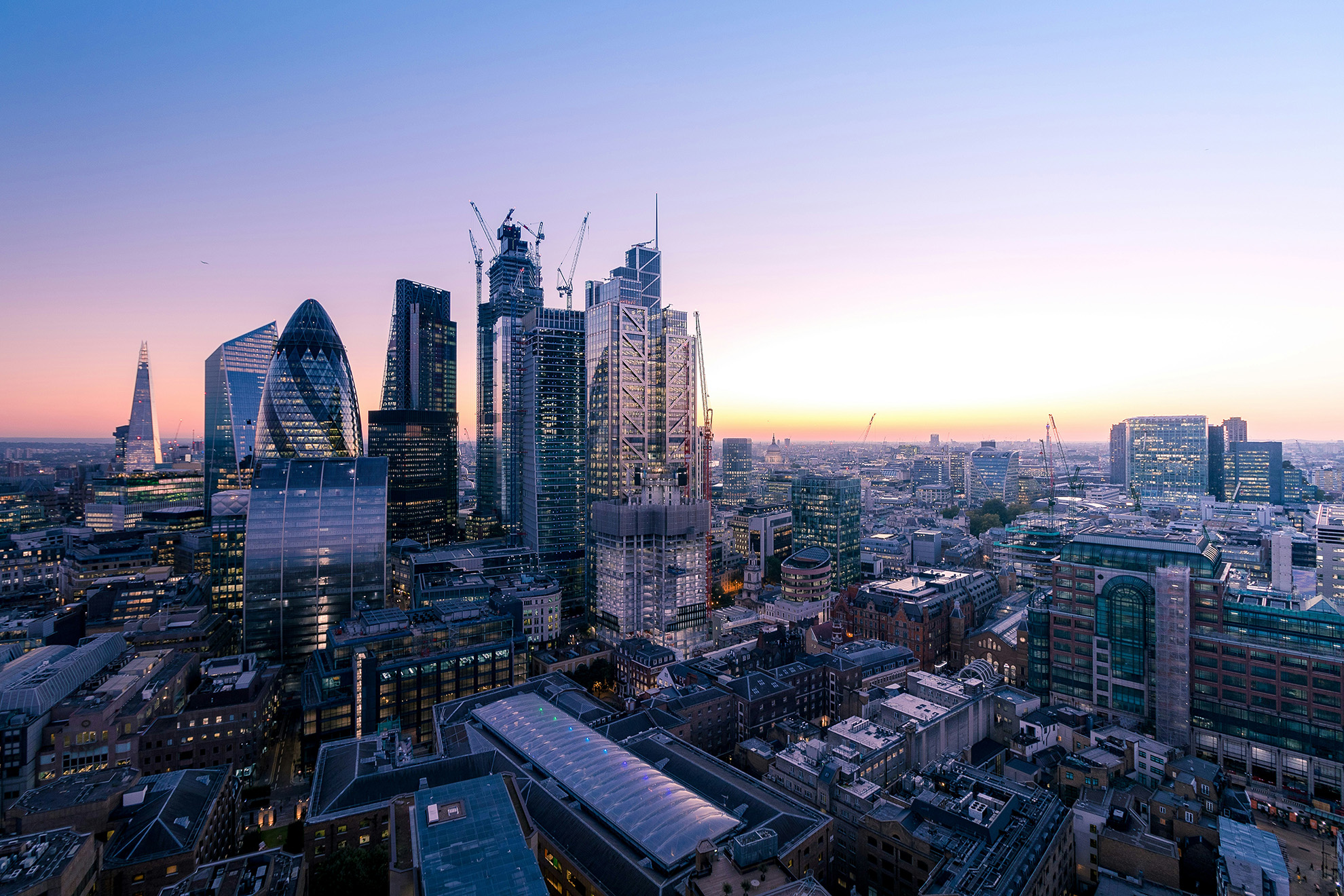 City of London skyline at dusk